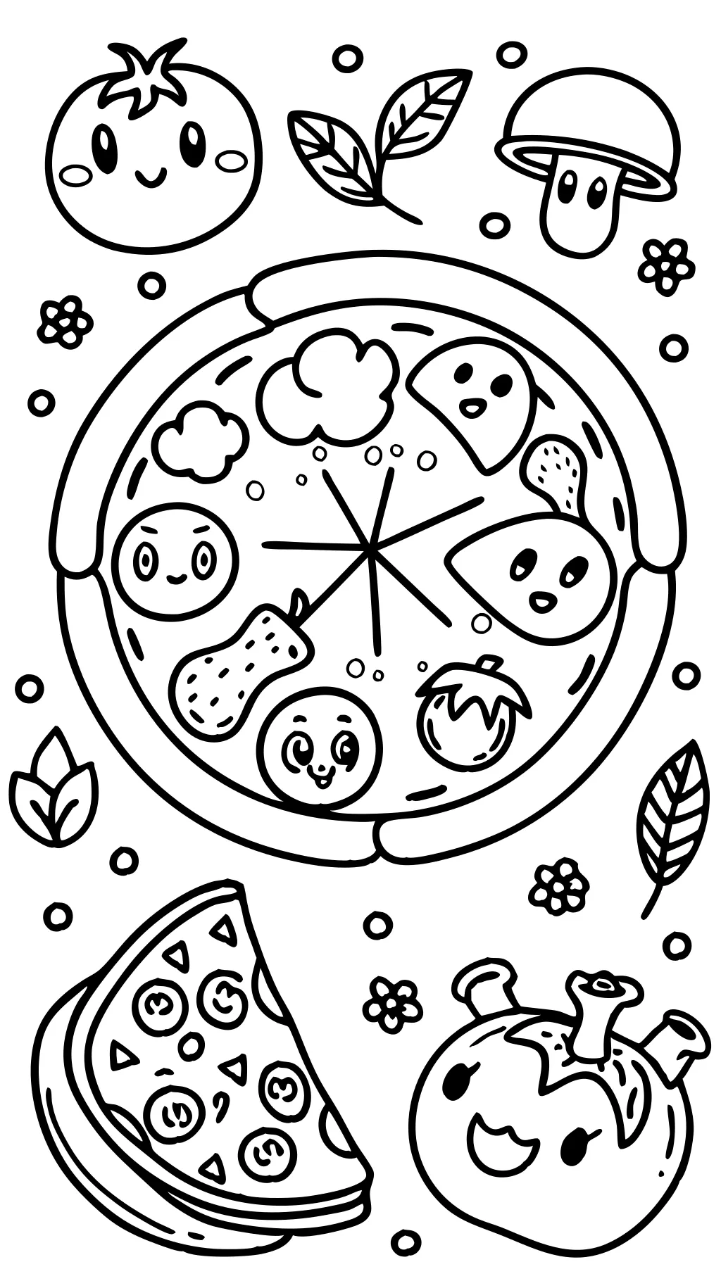 pages de pizza à colorier